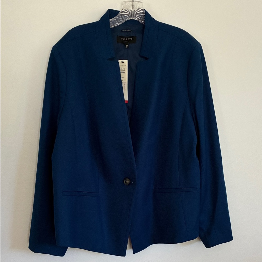 Talbots Luxe Italian Flannel Blazer in navy, sz 18w, NWT